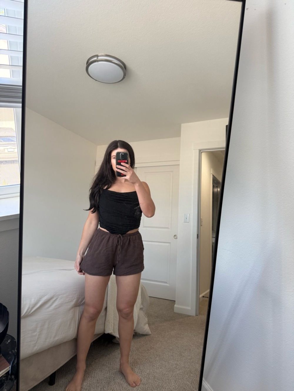 Black Ruched Crop Top